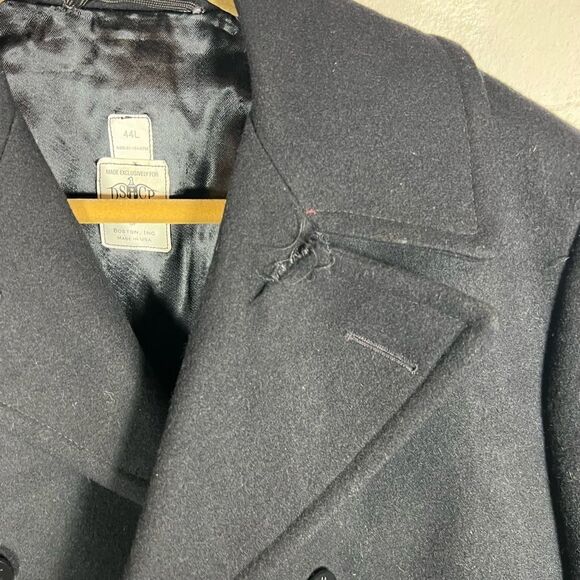 Vintage 90s DSCP Quarterdeck Naval Black Military Wool Heavy Peacoat Jacket 44L - Picture 7 of 13